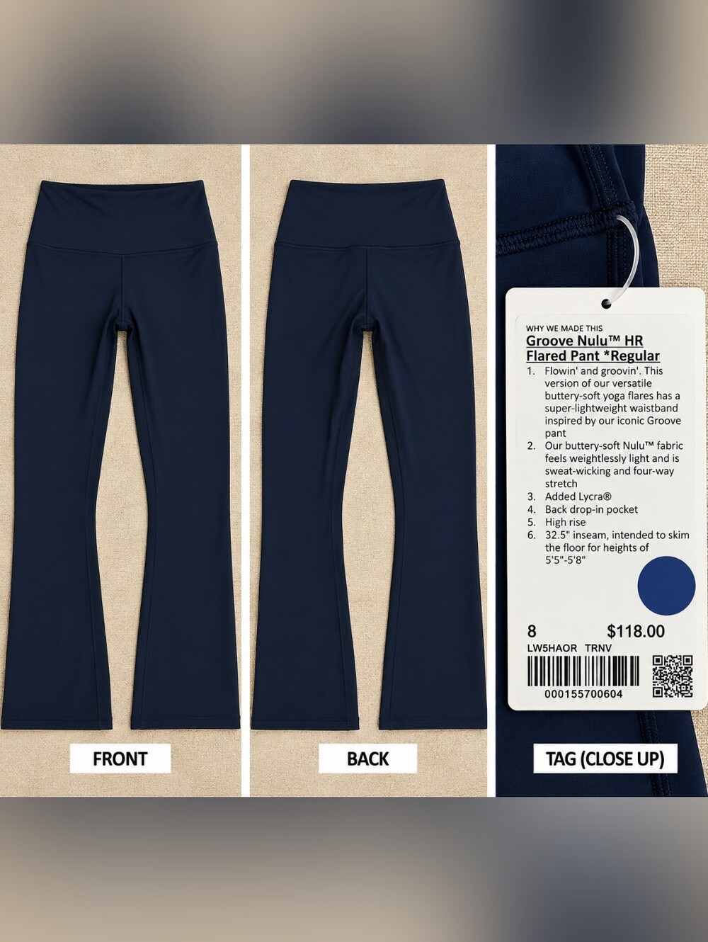 Lululemon Groove Nulu High-Rise Flared Pant True Navy Size 8 NWT